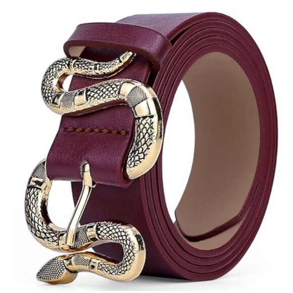 Leather Adjustable Western Snake Buckle Belt main image 5